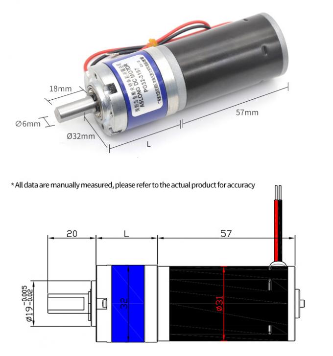12V/24V PG32-3157 Micro moteur à engrenages planétaires brossés 11