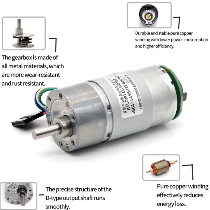 2000 C.C élevés du couple 24V de moteur de réducteur de vitesse en métal de t/mn avec l'encodeur 12