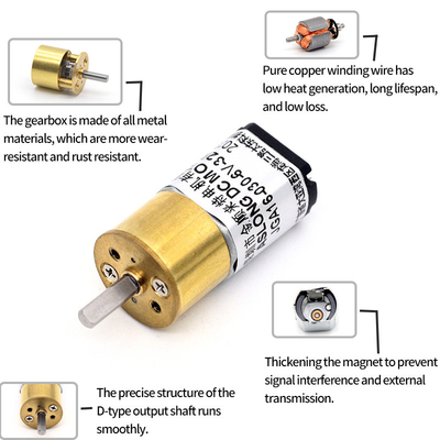 ASLONG JGA16-030 15.5mm 6V 26-800RPM moteur de réduction par brossage en courant continu moteur mini-engrenage en métal micro avec engrenage en courant continu